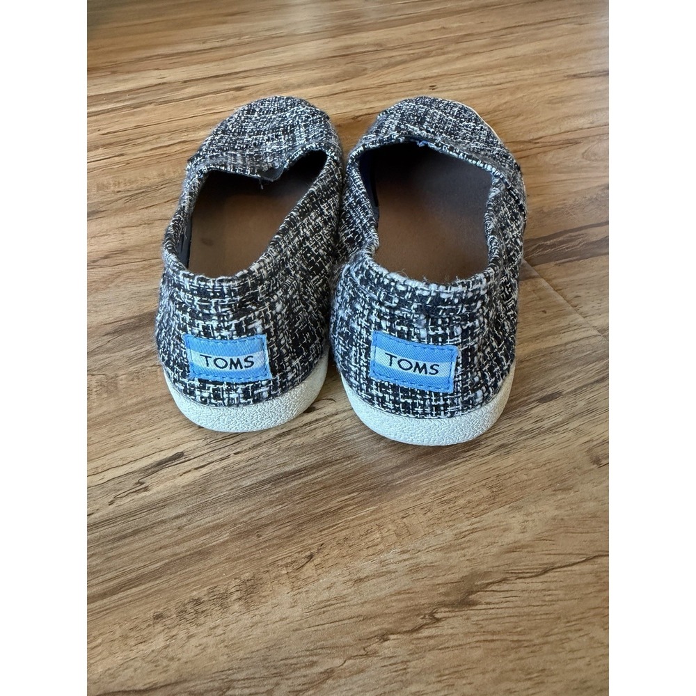 TOMS Alpargata Black & White Tweed Slip-On Flats |‎ Women's Size 8.5 - Picture 4 of 5